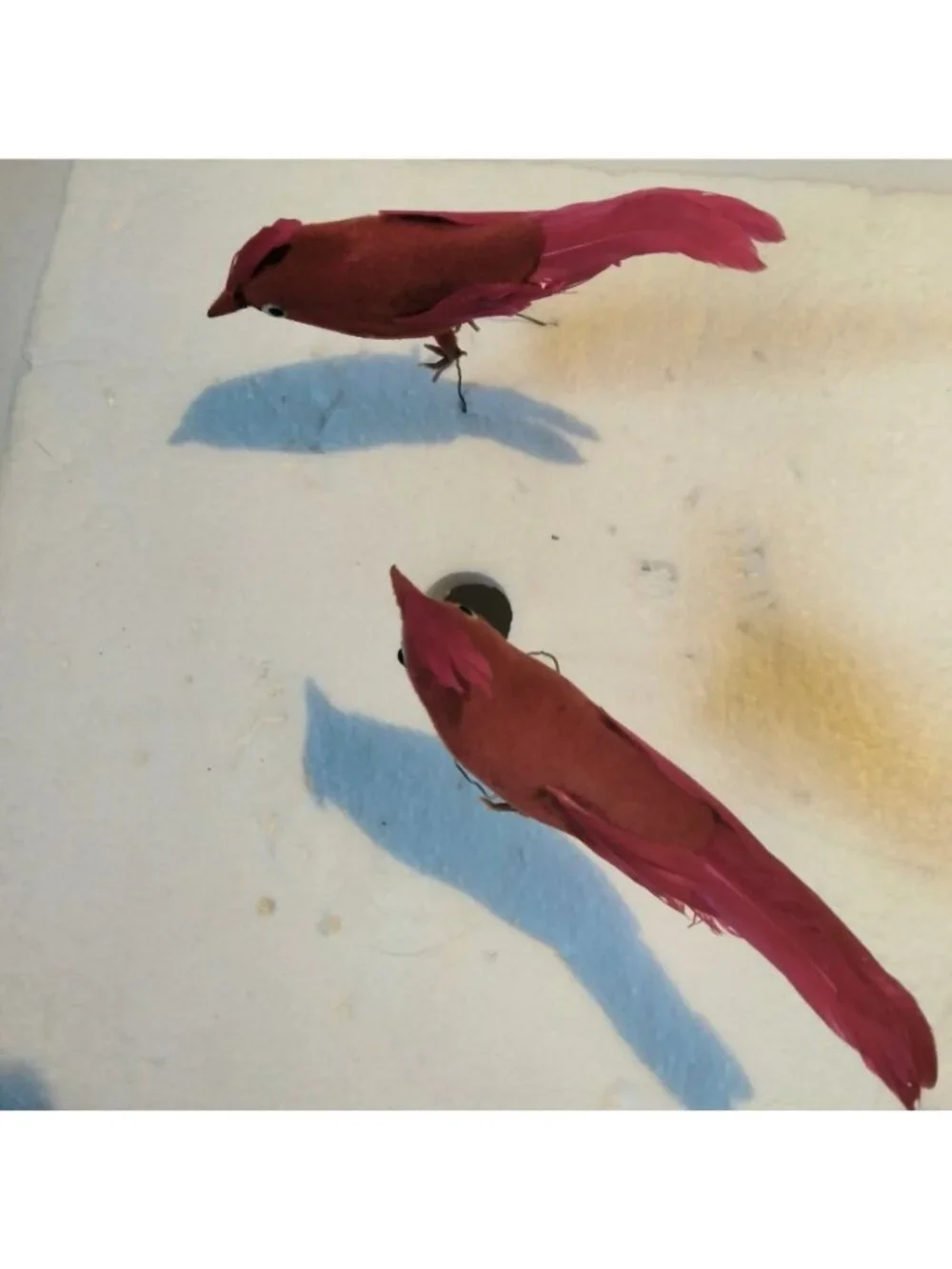 Red Cardinal Bird Figurine Feathers Wire Pick Crafts Lot 4